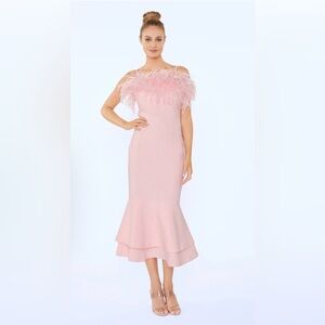 LIKELY FEATHER MIDI AURORA DRESS